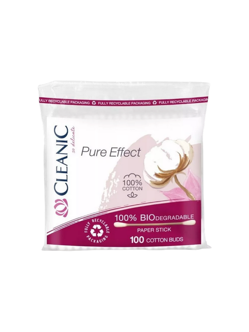 ВАТНЫЕ ПАЛОЧКИ CLEANIC 100ШТ ПАКЕТ