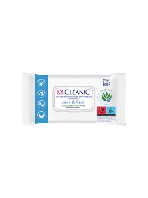 САЛФЕТКИ CLEANIC CLEAN&FRESH ОСВЕЖАЮЩИЕ ВЛАЖНЫЕ 120ШТ С КЛАП