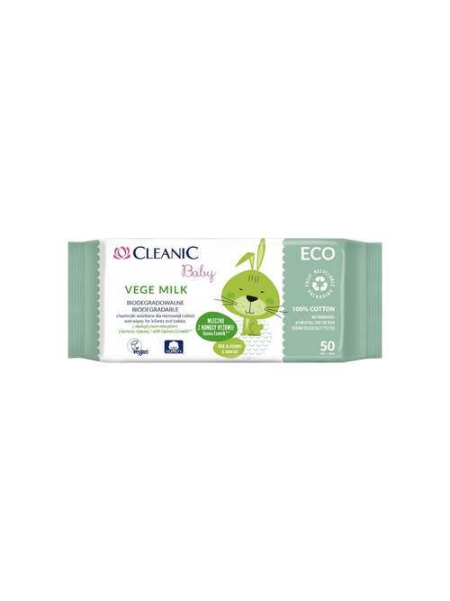 САЛФЕТКИ ВЛАЖ CLEANIC BABY ECO VEGE MILK 50ШТ