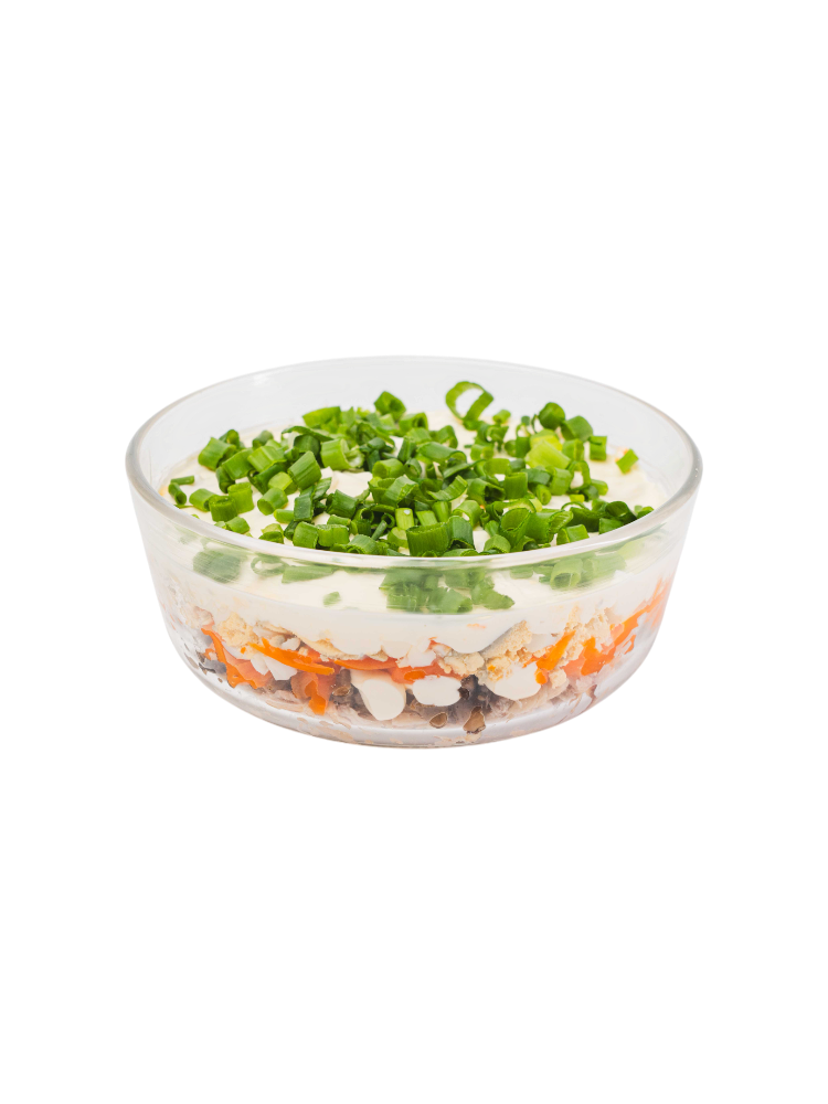 САЛАТ С ЖАРЕНЫМИ ГРИБАМИ И КУРИЦЕЙ