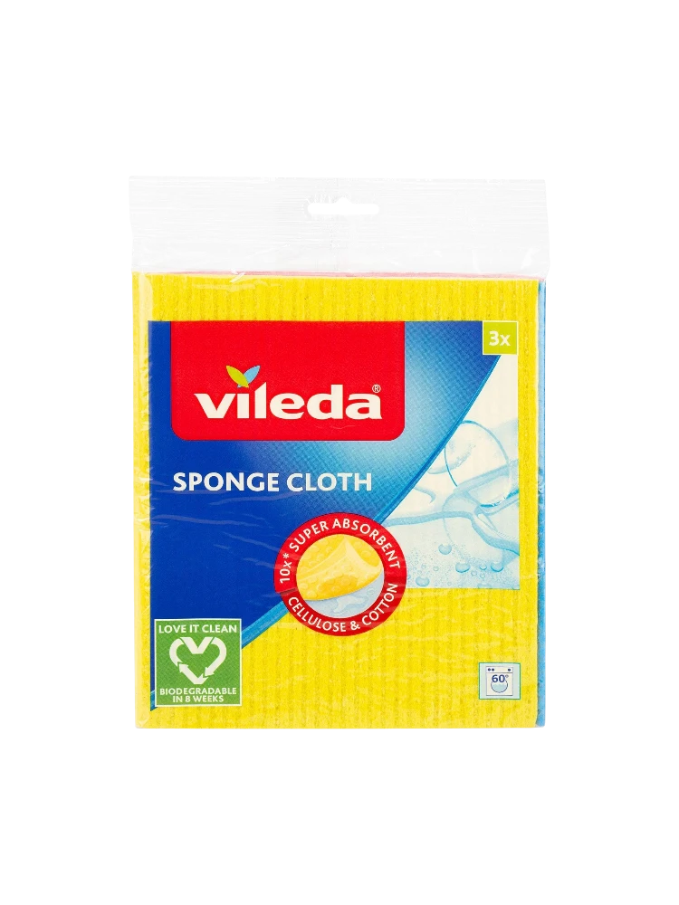 САЛФЕТКА VILEDA ГУБЧАТАЯ SPONGE CLOTH 3ШТ
