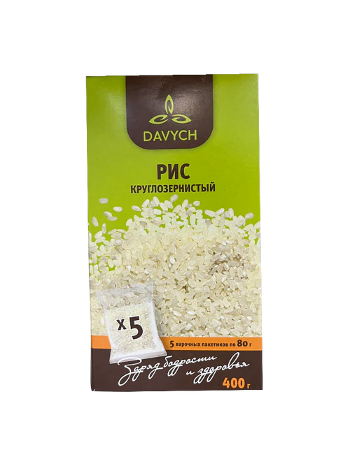 КРУПА DAVYCH РИС КРУГЛОЗЕРНЫЙ 400Г КОР