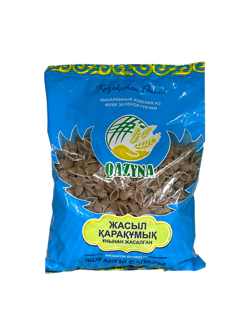 МАКАРОНЫ QAZYNA ИЗ МУКИ ЗЕЛЕНОЙ ГРЕЧКИ РАКУШКИ 350ГР