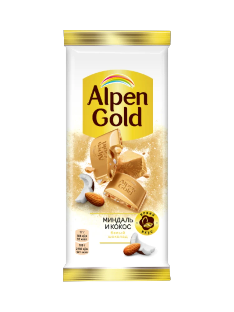 ШОК ALPEN GOLD SUPER NUTS 120Г БЕЛЫЙ МИНДАЛЬ/КОКОС