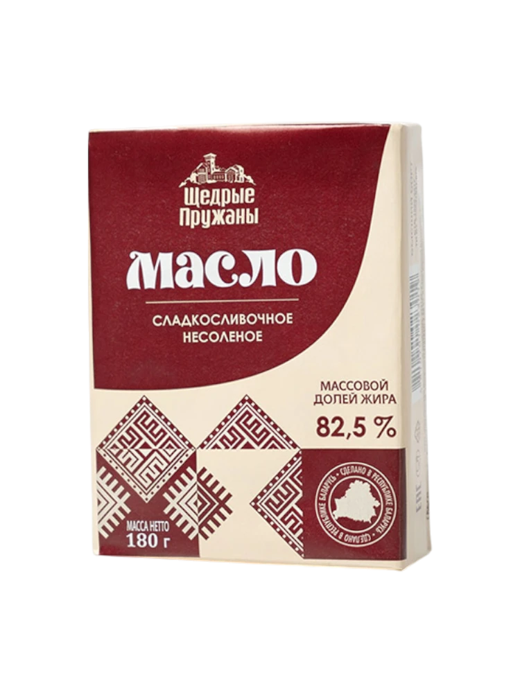 МАСЛО ЩЕДРЫЕ ПРУЖАНЫ 180Г НЕСОЛЕНОЕ 82,5%