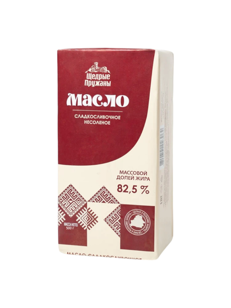 МАСЛО ЩЕДРЫЕ ПРУЖАНЫ 500Г НЕСОЛЕНОЕ 82,5%