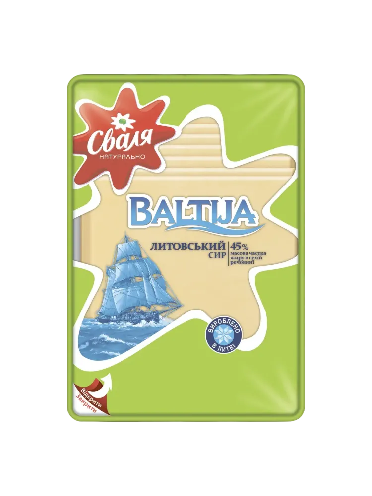 СЫР СВАЛЯ 150Г BALTIJA 45% НАРЕЗКА П/ТВ
