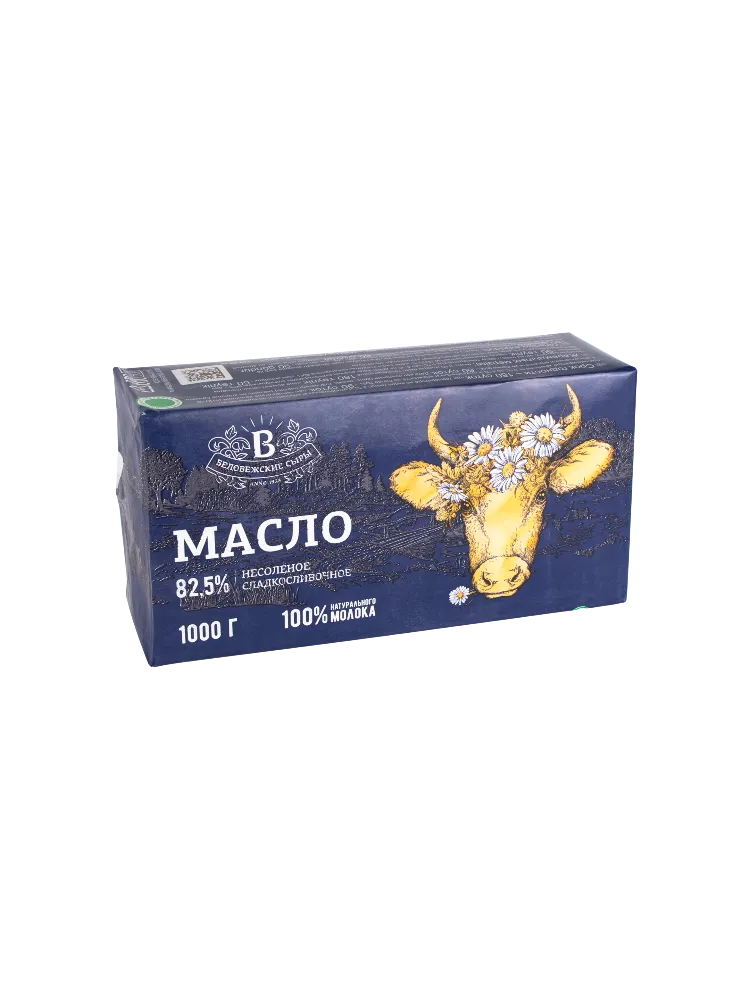 БС "Беловежские сыры" Масло Сладкосливочное несоленое 1 кг 82%