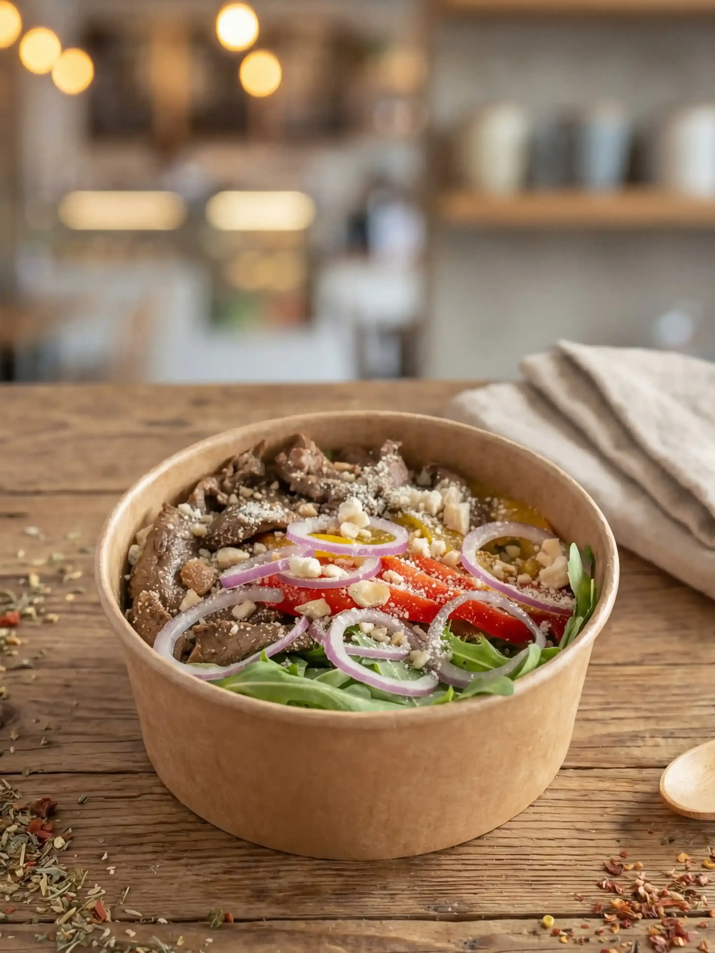 Салат с говядиной и куртом от Brofood